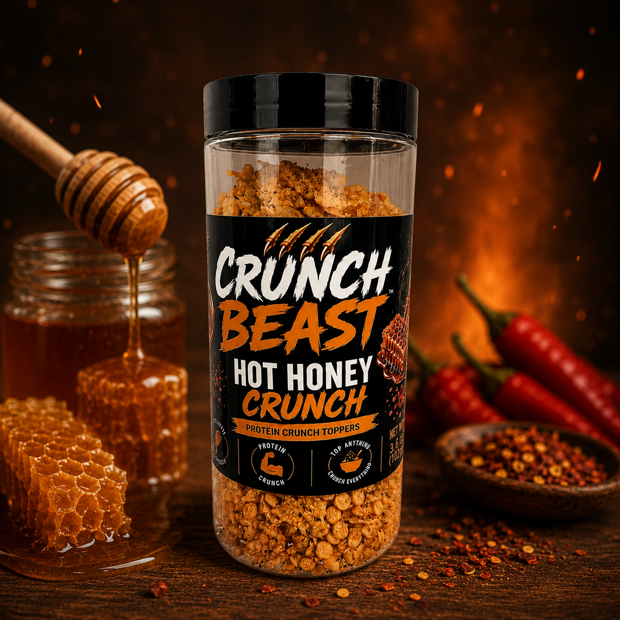 Crunch Beast Hot Honey Crunch Topper – Sweet Heat Meets Serious Crunch