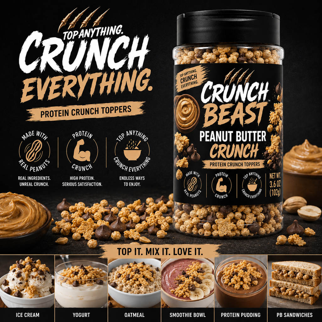 Crunch Beast™ Peanut Butter Crunch Protein Toppers – Sweet & Salty Crunch for Yogurt, Oatmeal, Ice Cream & More